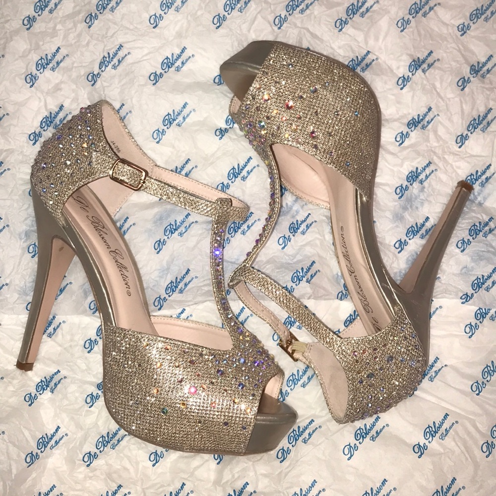 Vice88 by DeBlossom sparkle Peeptoe Platform heels